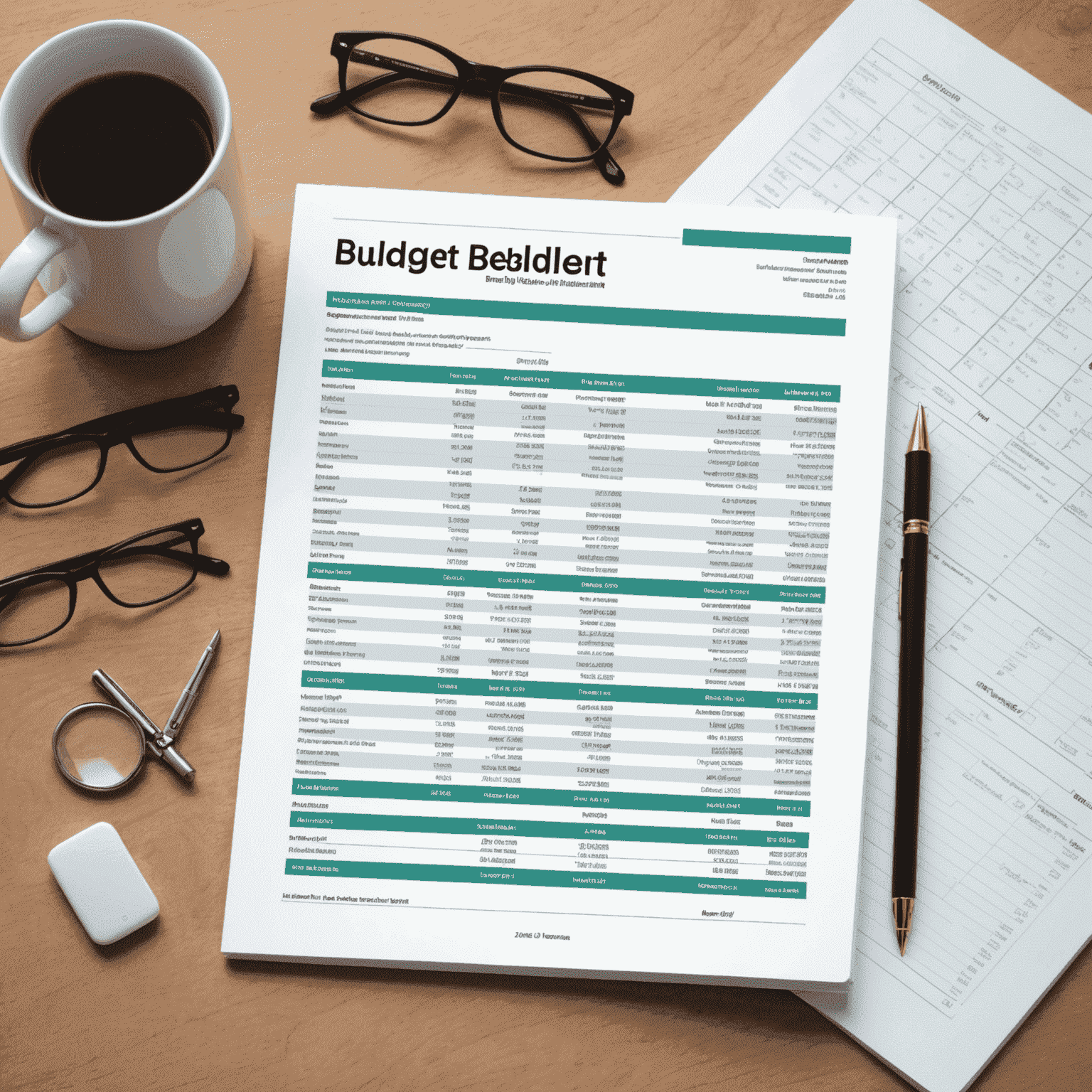 A detailed zero-based budget spreadsheet template with income categories, expense allocations, and savings goals